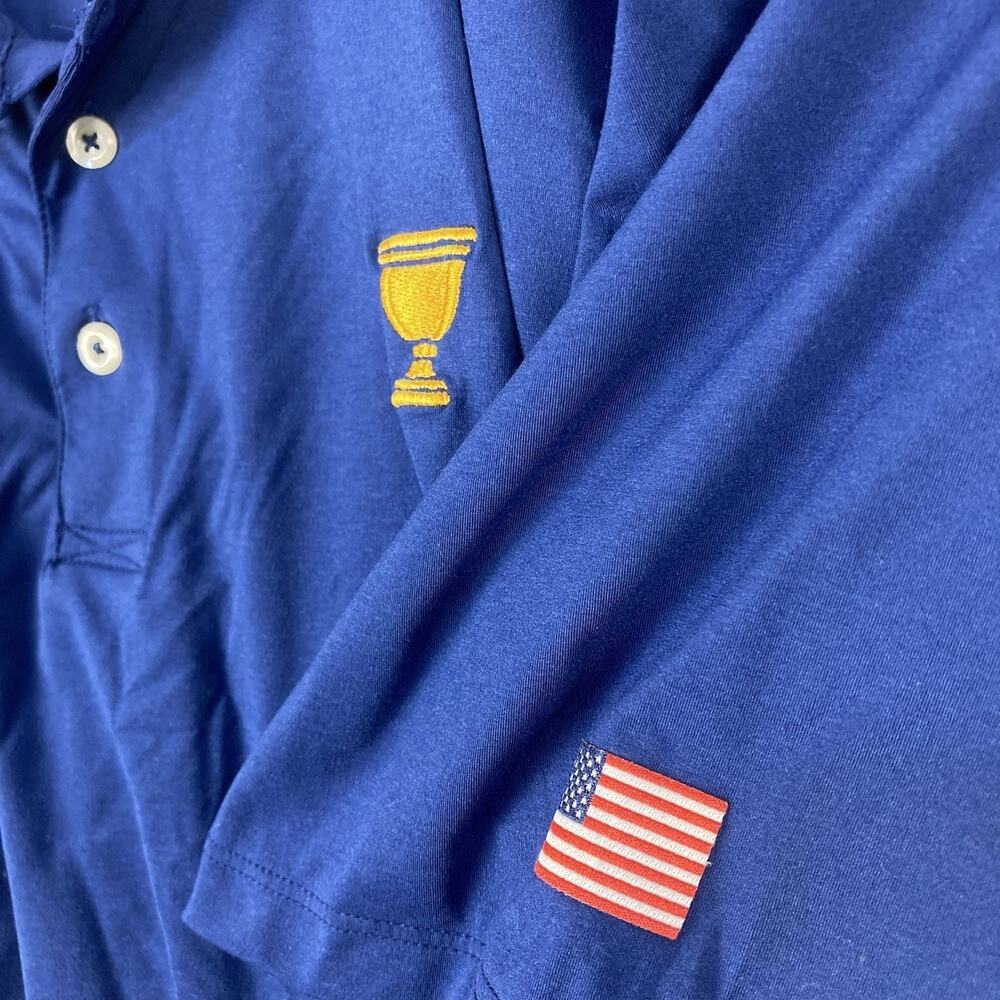 B Draddy Sport Mens L Blue Presidents Cup Team USA Performance Golf Polo Shirt